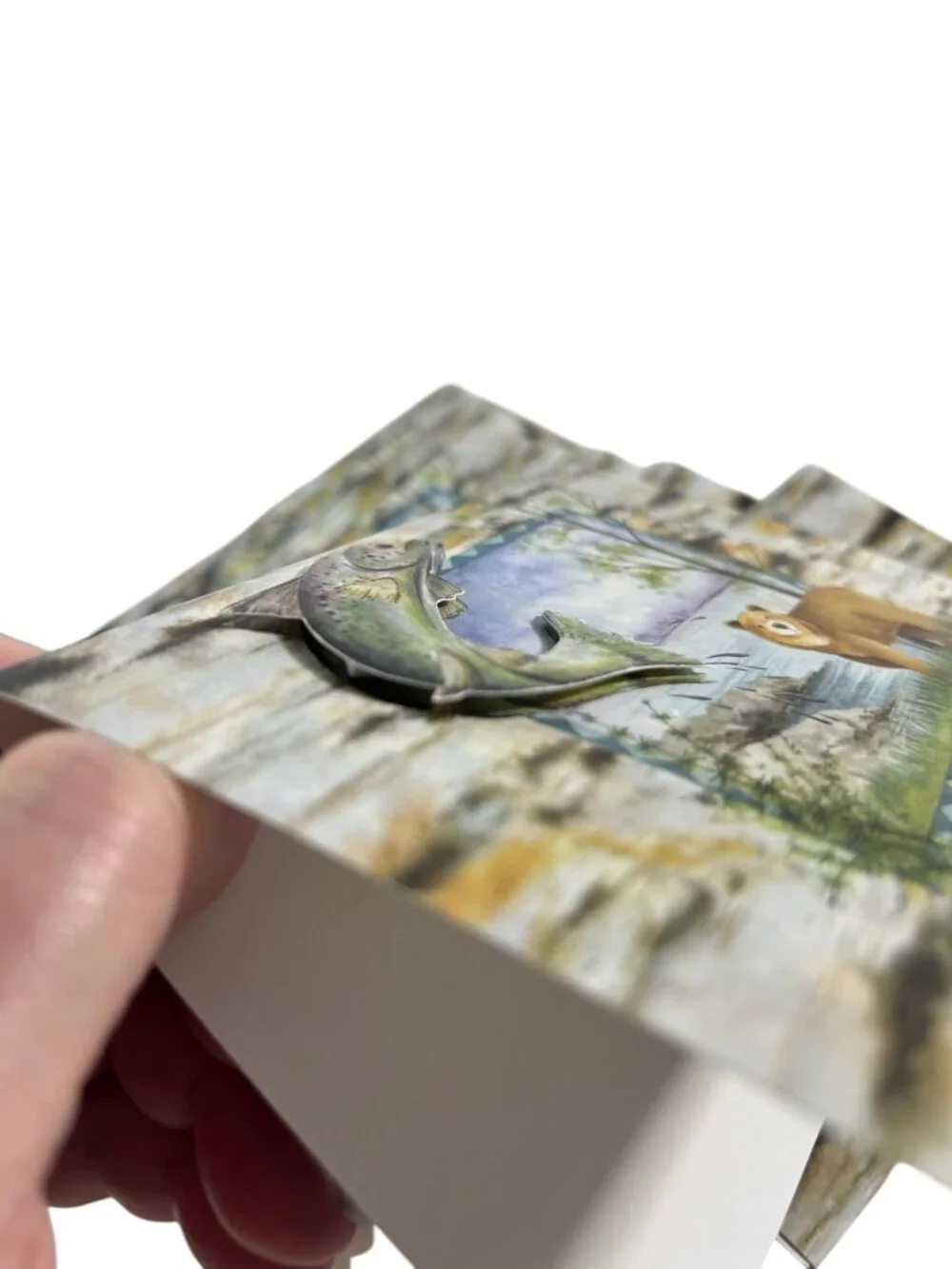 Creative Papers Salmon Lodge 9 Blank Notecards 3D Fish Bear Wildlife Box